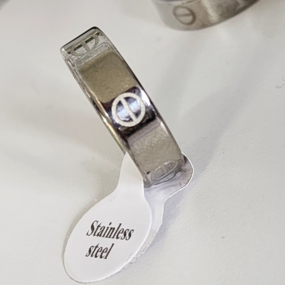Last One! Silver Stainless Steel Love Ring Band Size 5